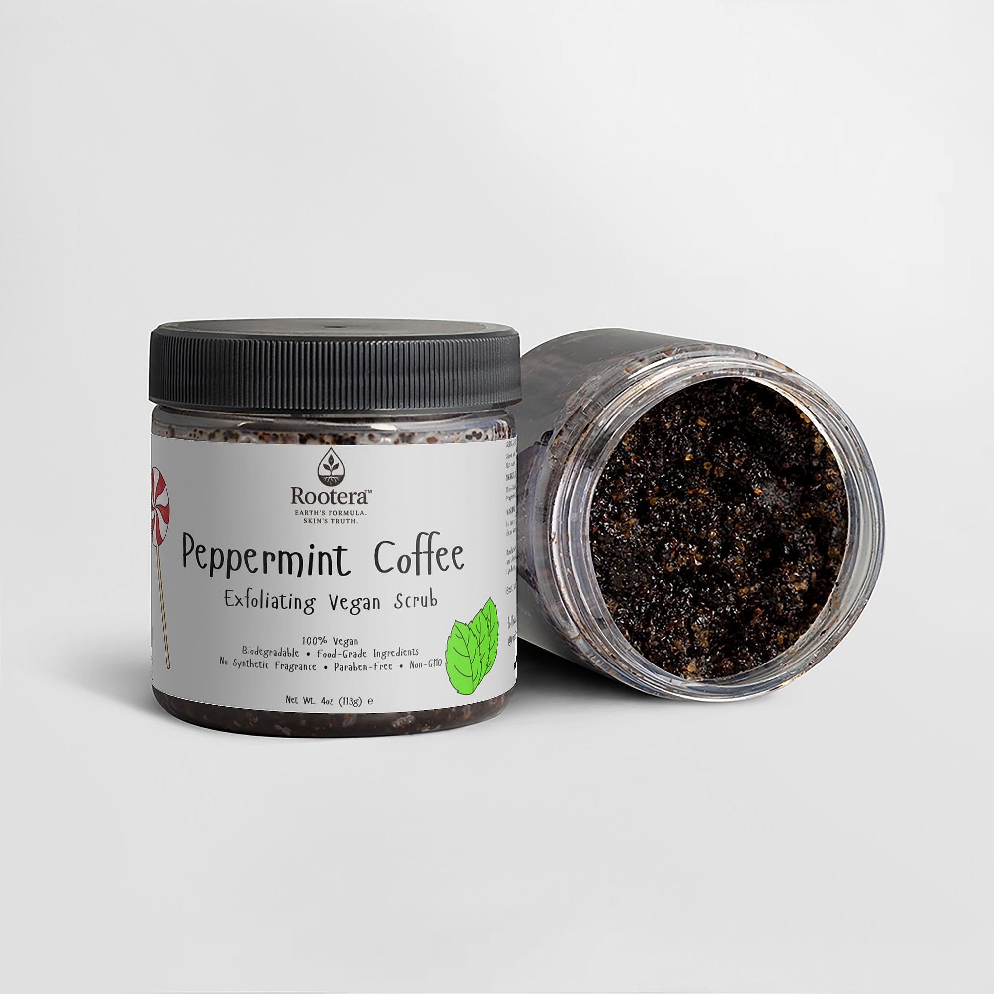 Rootera™  Peppermint Coffee Scrub – Exfoliating Vegan Glow Blend for Brighter, Firmer Skin