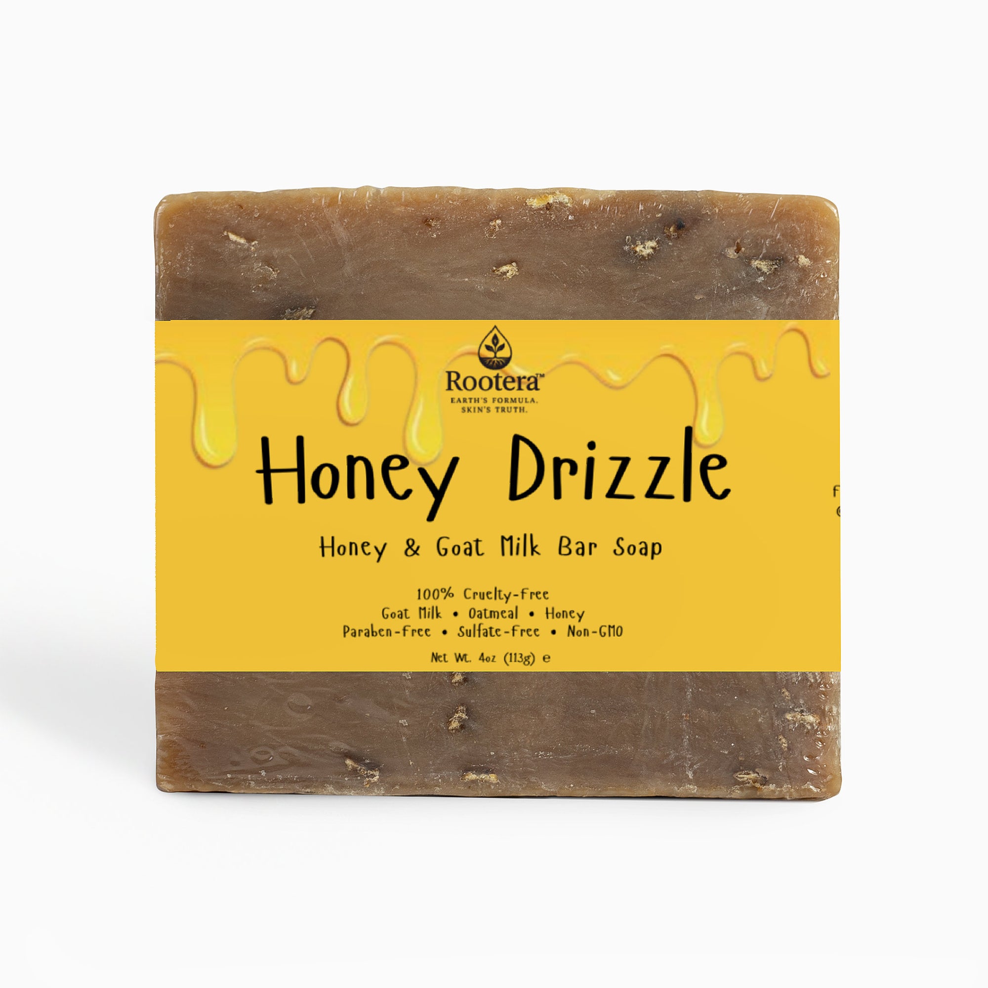 Rootera™ “Honey Drizzle” – Sensitive Skin Bar Soap w/ Goat Milk + Raw Honey