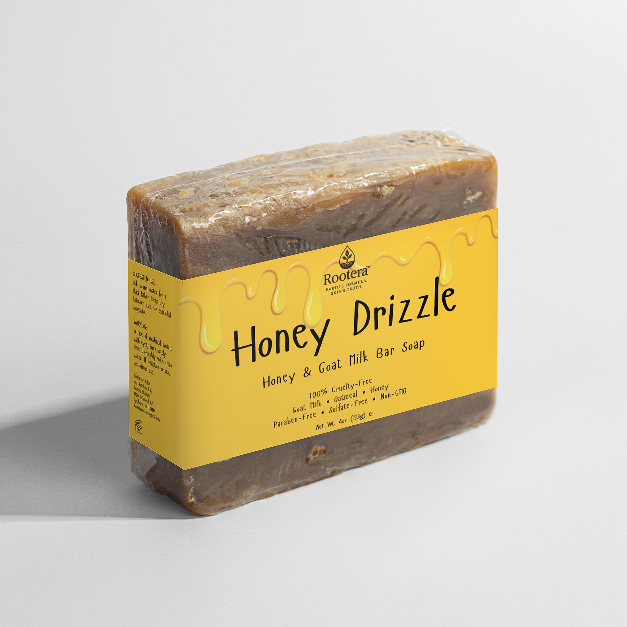 Rootera™ “Honey Drizzle” – Sensitive Skin Bar Soap w/ Goat Milk + Raw Honey