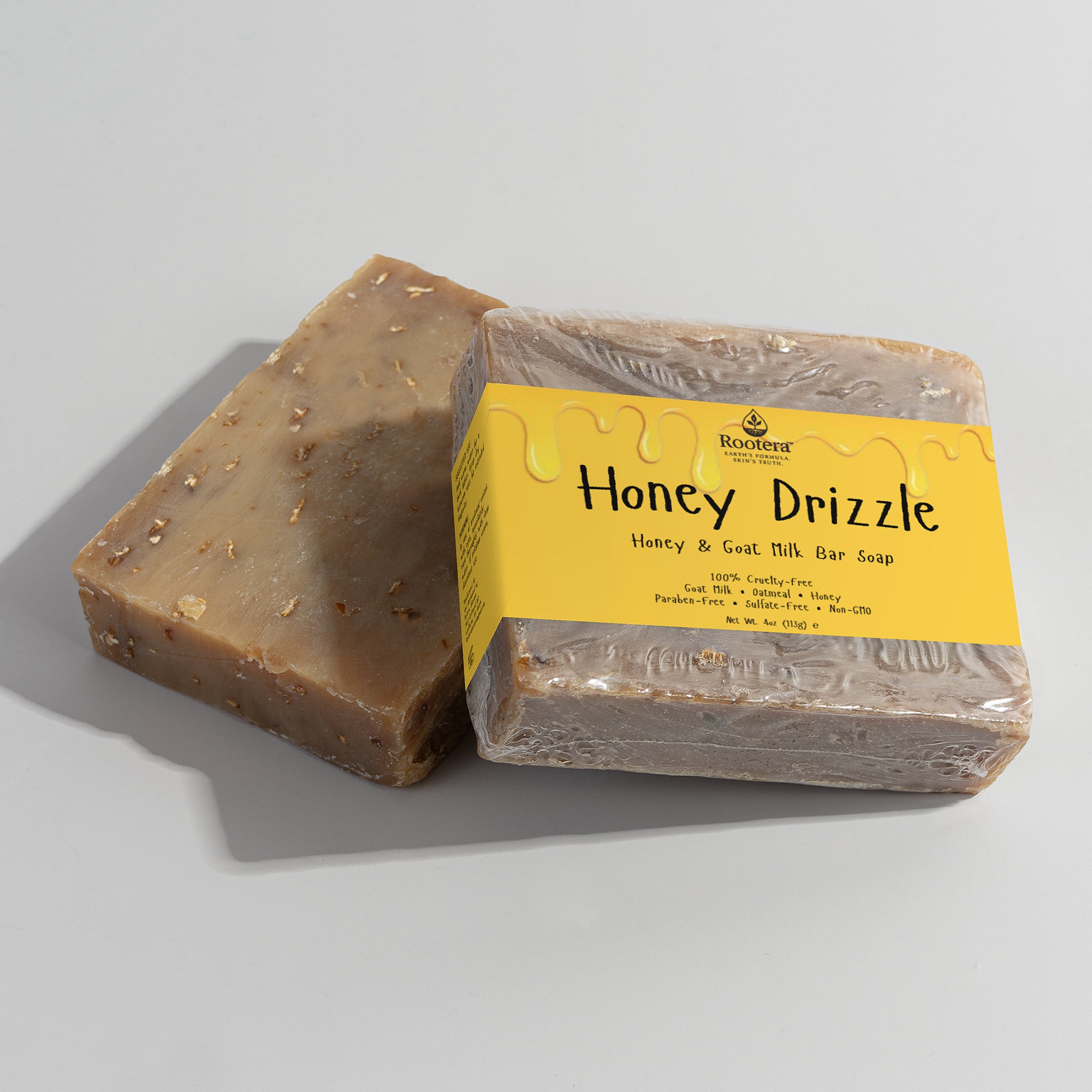 Rootera™ “Honey Drizzle” – Sensitive Skin Bar Soap w/ Goat Milk + Raw Honey