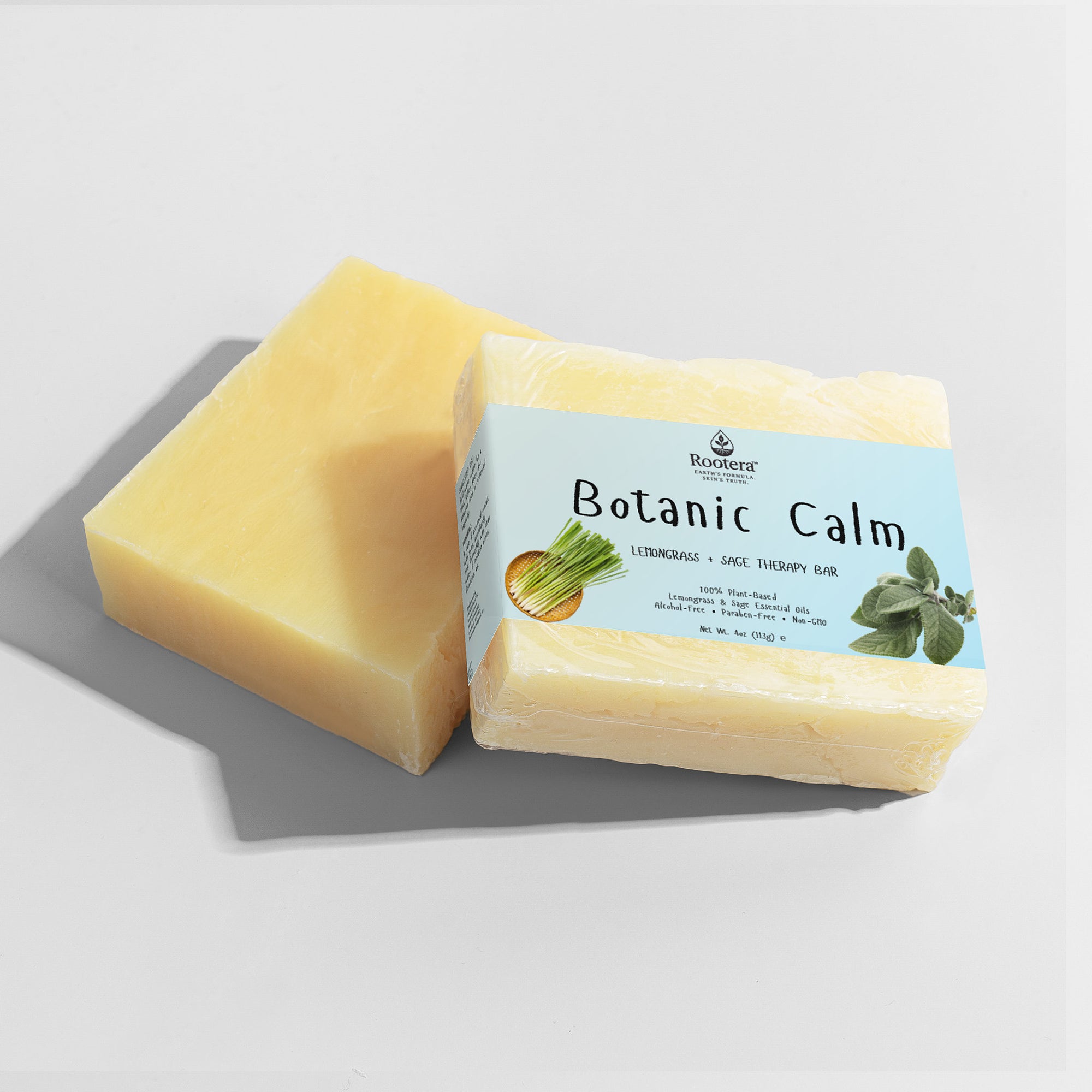 Rootera™ “Botanic Calm” – Lemongrass + Sage Therapy Bar, 100% Vegan and Handcrafted