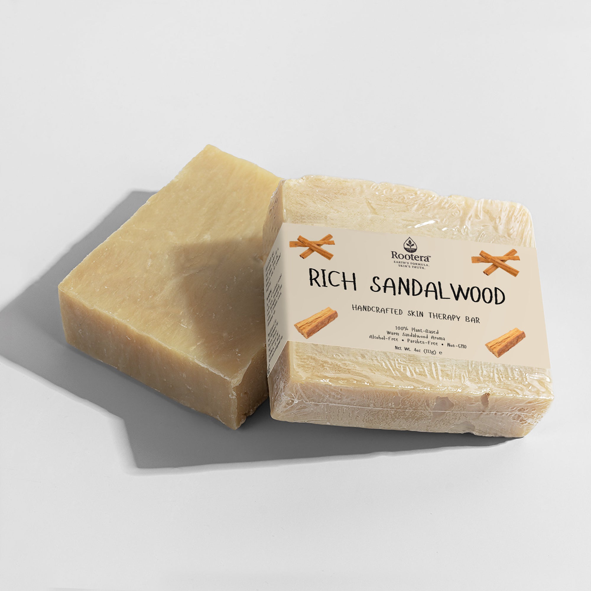 Rootera™ “Rich Sandalwood” – Handcrafted Skin Therapy Bar, 100% Vegan