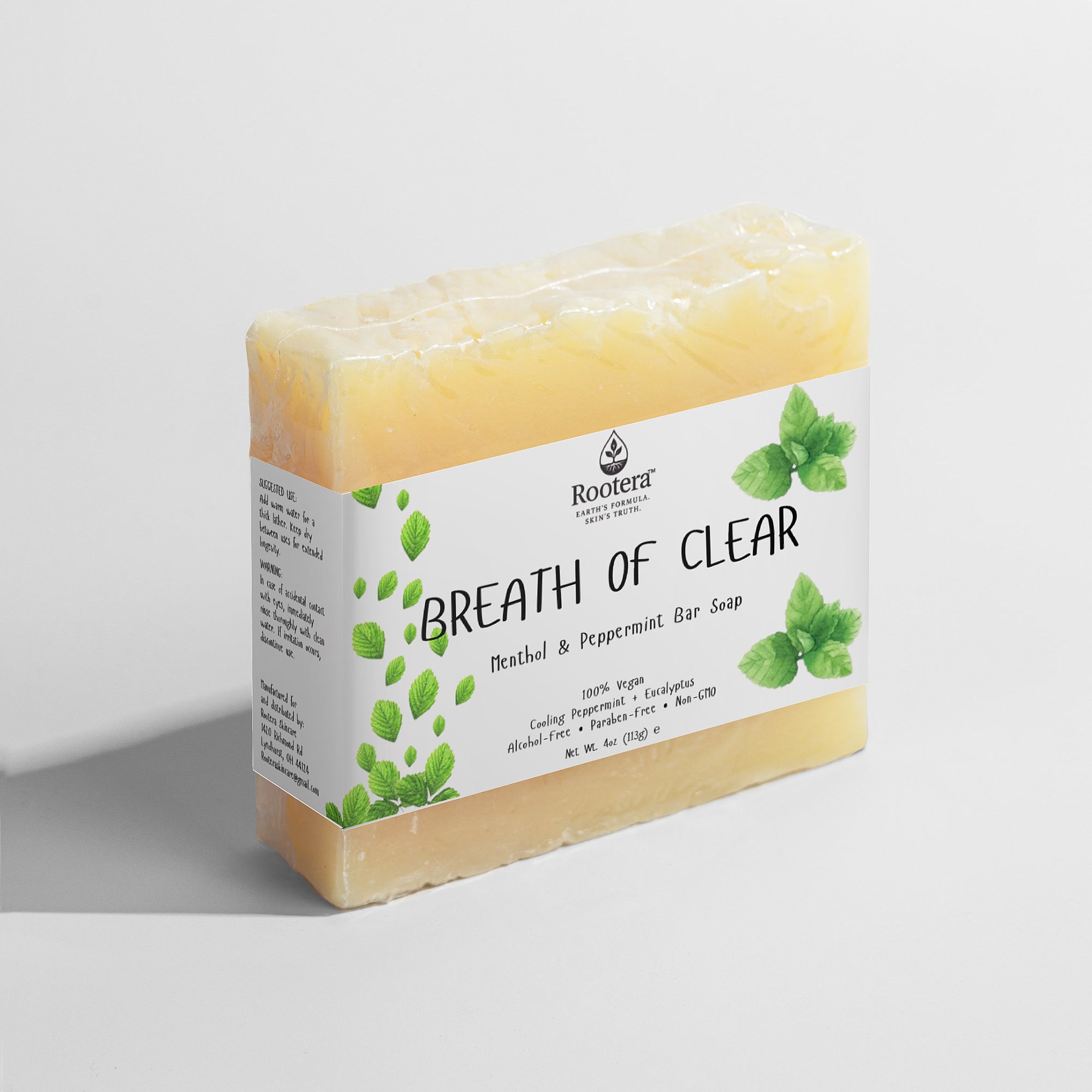 Rootera™ “Breath of Clear” – Menthol & Peppermint Aromatherapy Bar Soap