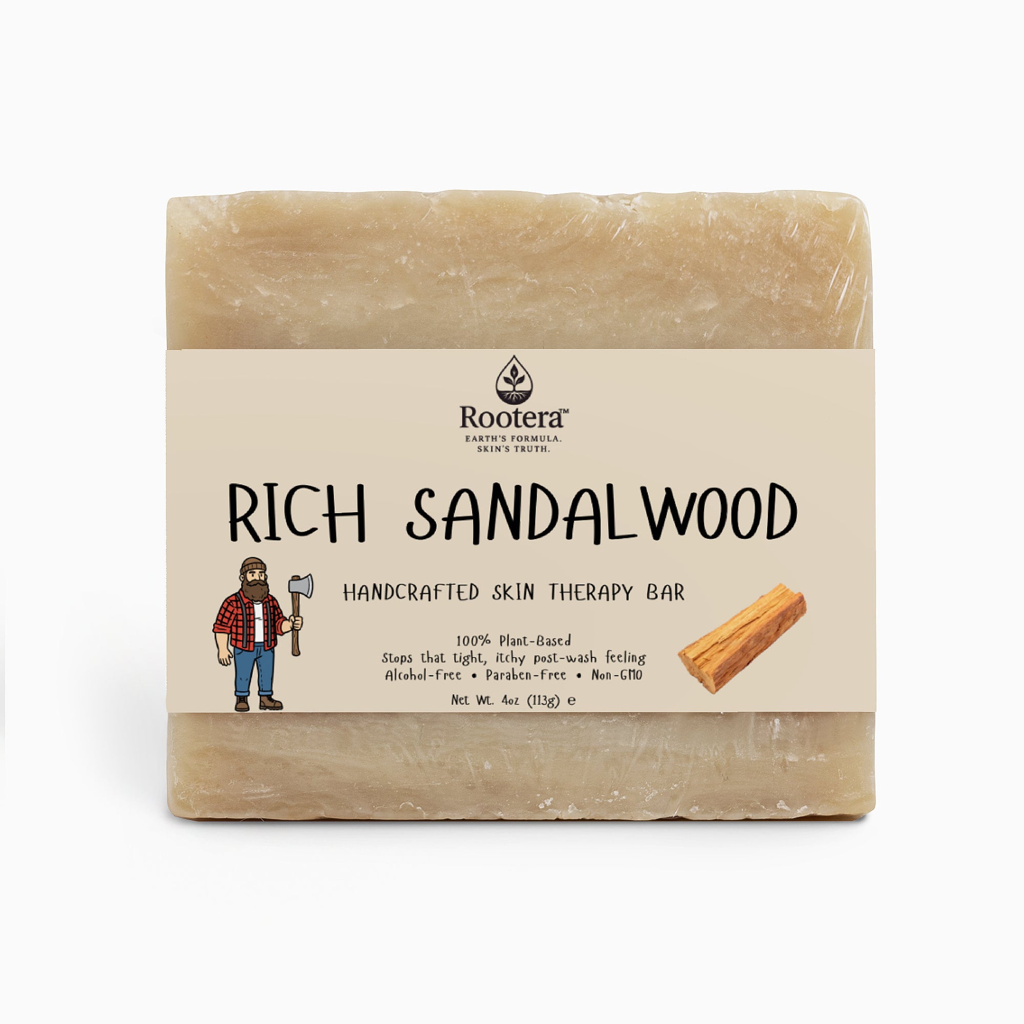 Rootera™ “Rich Sandalwood” — Skin-Therapy Comfort Bar (Dry/Tight Skin)