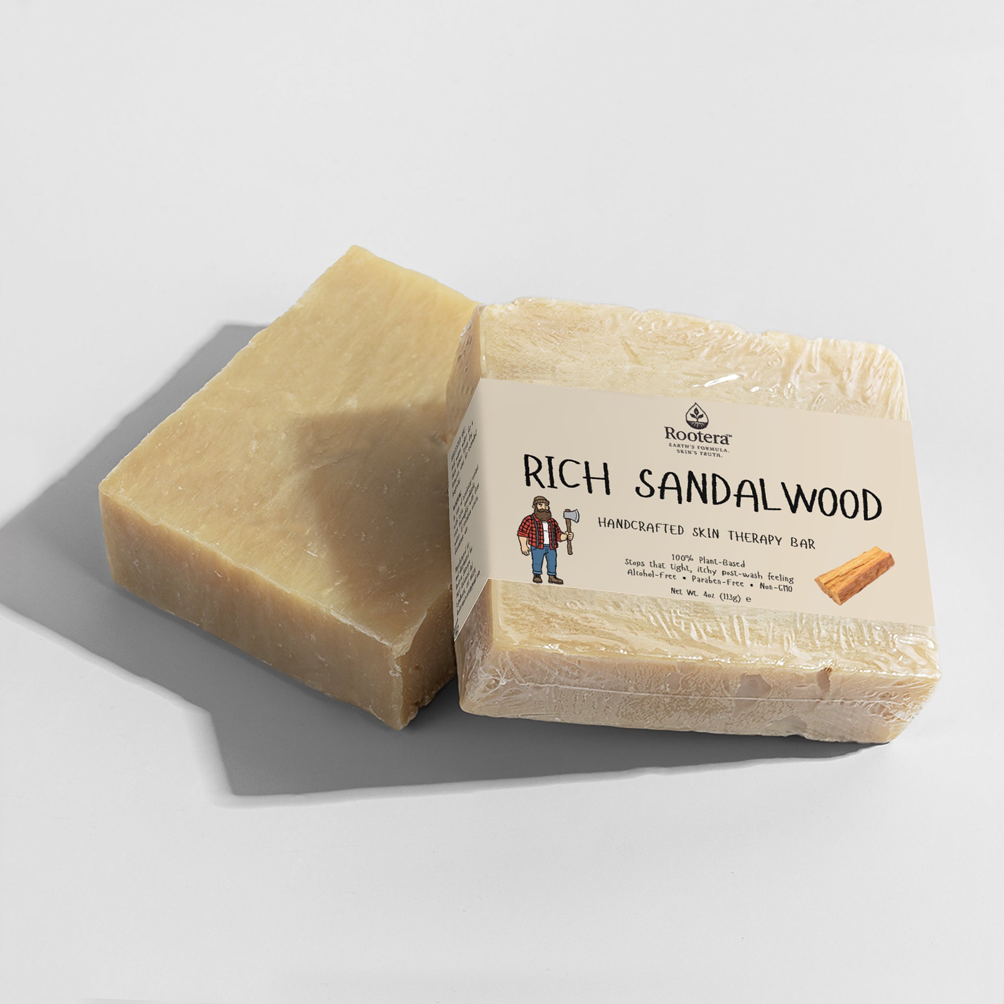 Rootera™ “Rich Sandalwood” — Skin-Therapy Comfort Bar (Dry/Tight Skin)