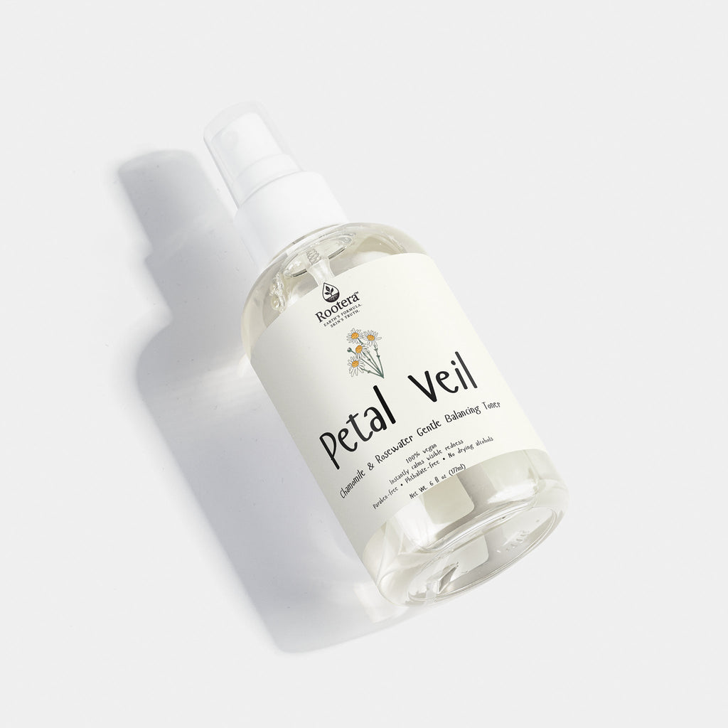 Rootera™ “Petal Veil” — Redness-Soothing Hydration Toner (Chamomile + Rosewater + Aloe)