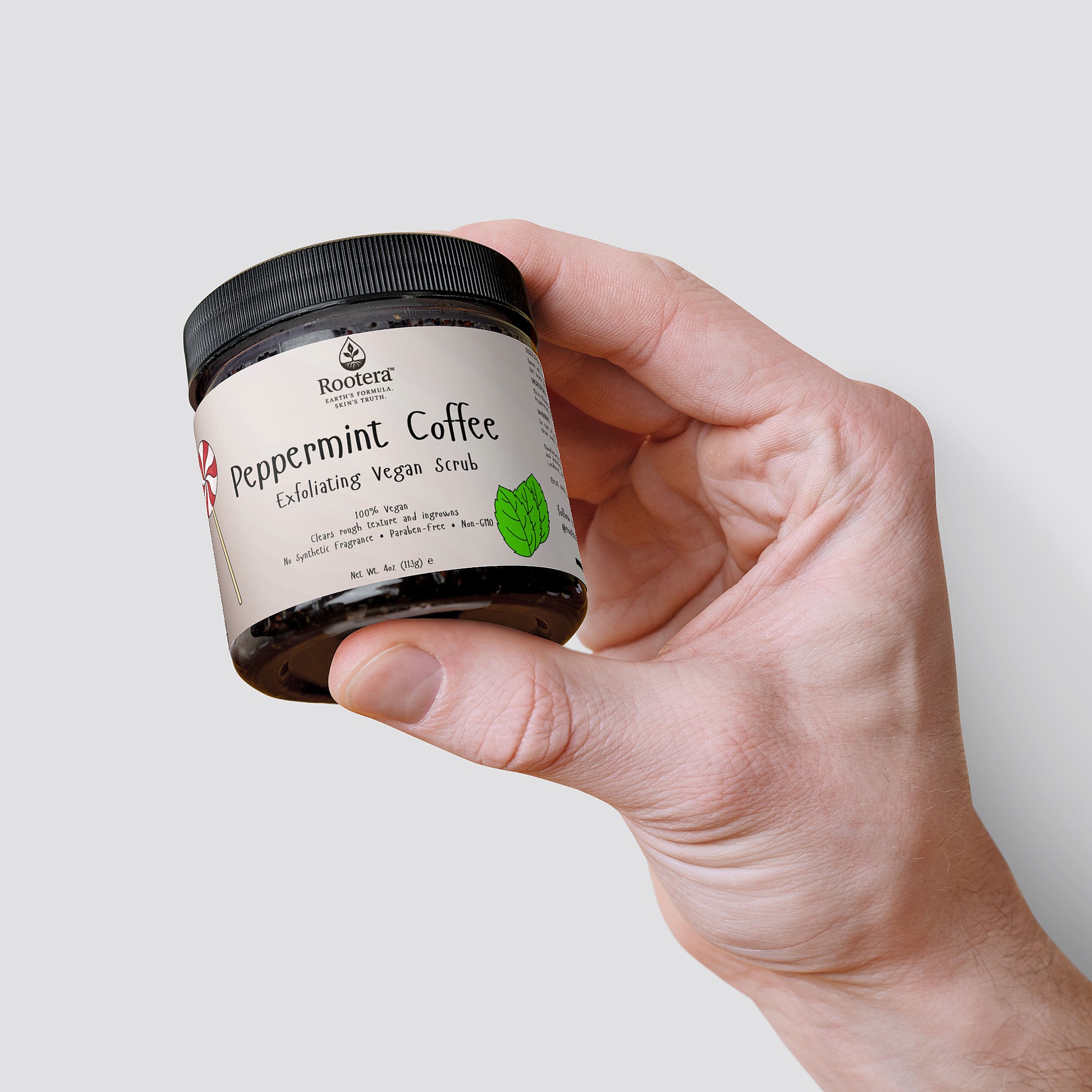 Rootera™ "Peppermint Coffee" — Ingrown-Clearing Body Scrub (Ultra-Fine Sugar + Coffee)
