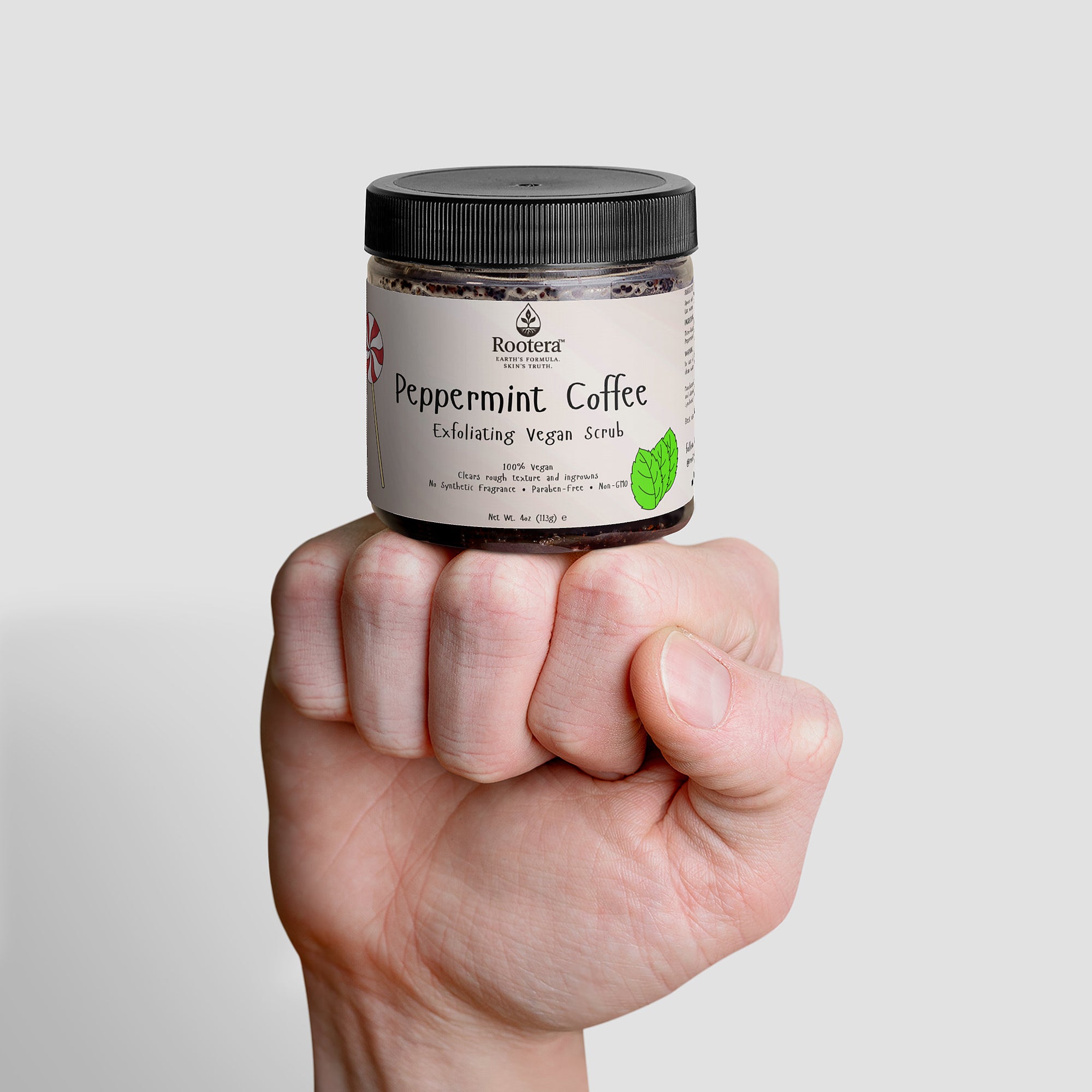 Rootera™ "Peppermint Coffee" — Ingrown-Clearing Body Scrub (Ultra-Fine Sugar + Coffee)