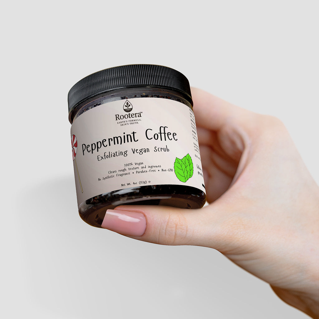 Rootera™ "Peppermint Coffee" — Ingrown-Clearing Body Scrub (Ultra-Fine Sugar + Coffee)
