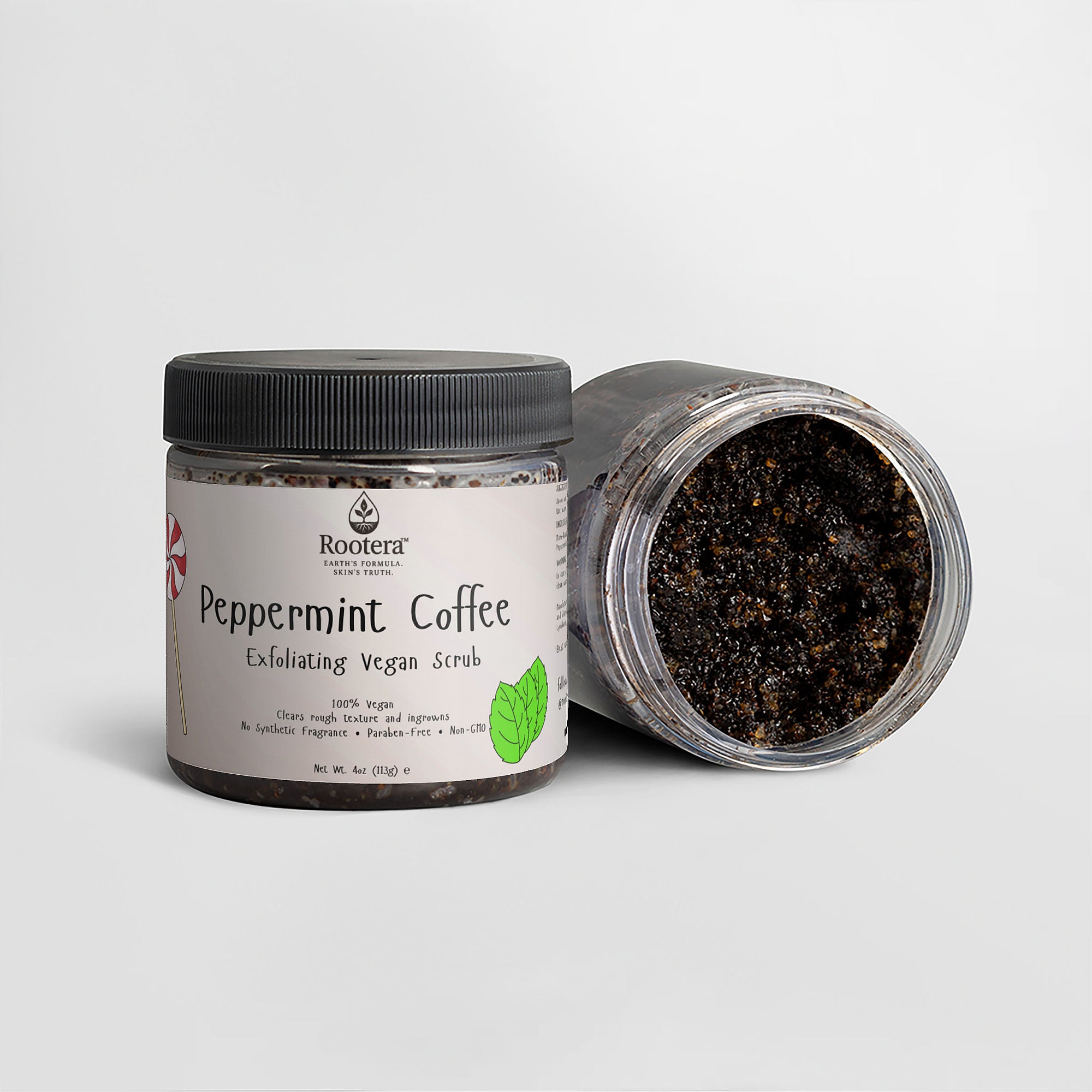 Rootera™ "Peppermint Coffee" — Ingrown-Clearing Body Scrub (Ultra-Fine Sugar + Coffee)